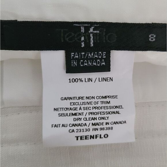 Teenflo White 100% Linen Mini Pencil Skirt 8 - Picture 7 of 7